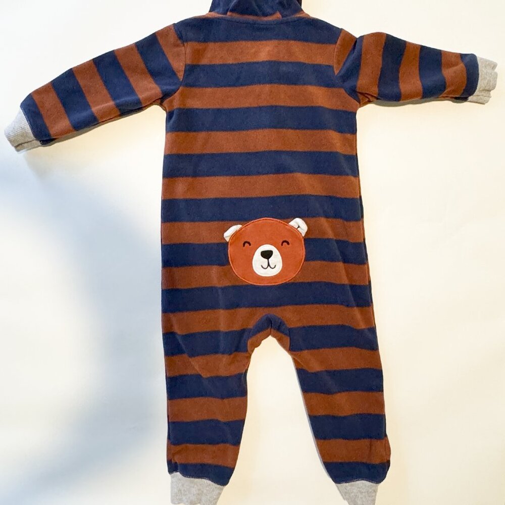 Carter's boys fleece romper with bear on butt, size 18 months